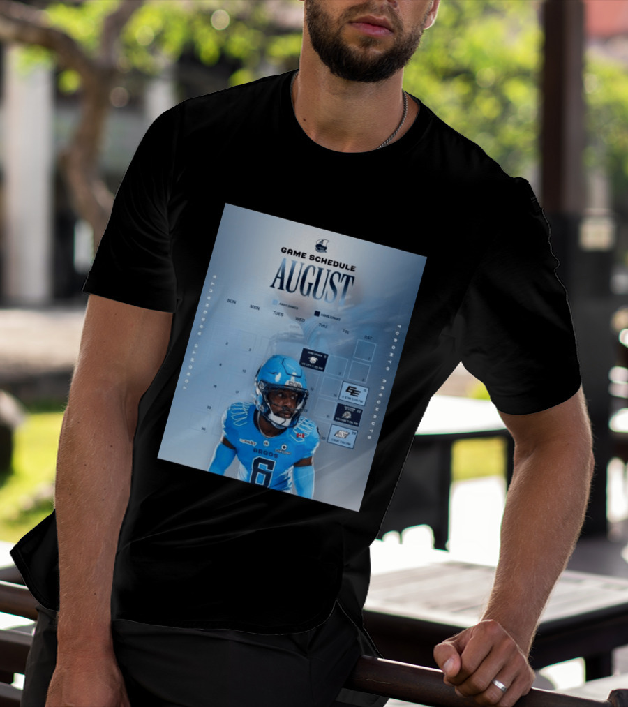Toronto Argonauts August Game Schedule 2023 CFL Football Player Calendar T-Shirt