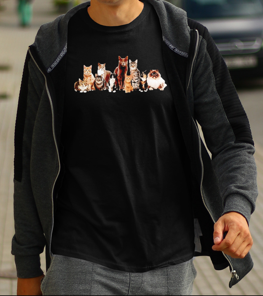 Diverse Feline Kittens Group Cat Lover T-Shirt