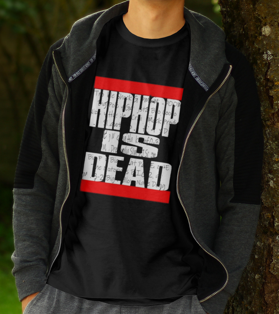 Hip Hop Is Dead White Text With Red Bars T-Shirt