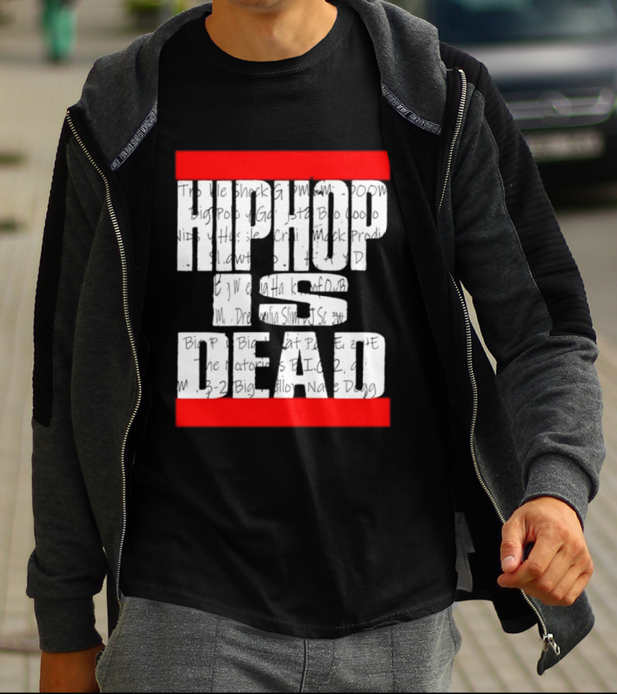 Hip Hop Is Dead White Text With Red Bars T-Shirt