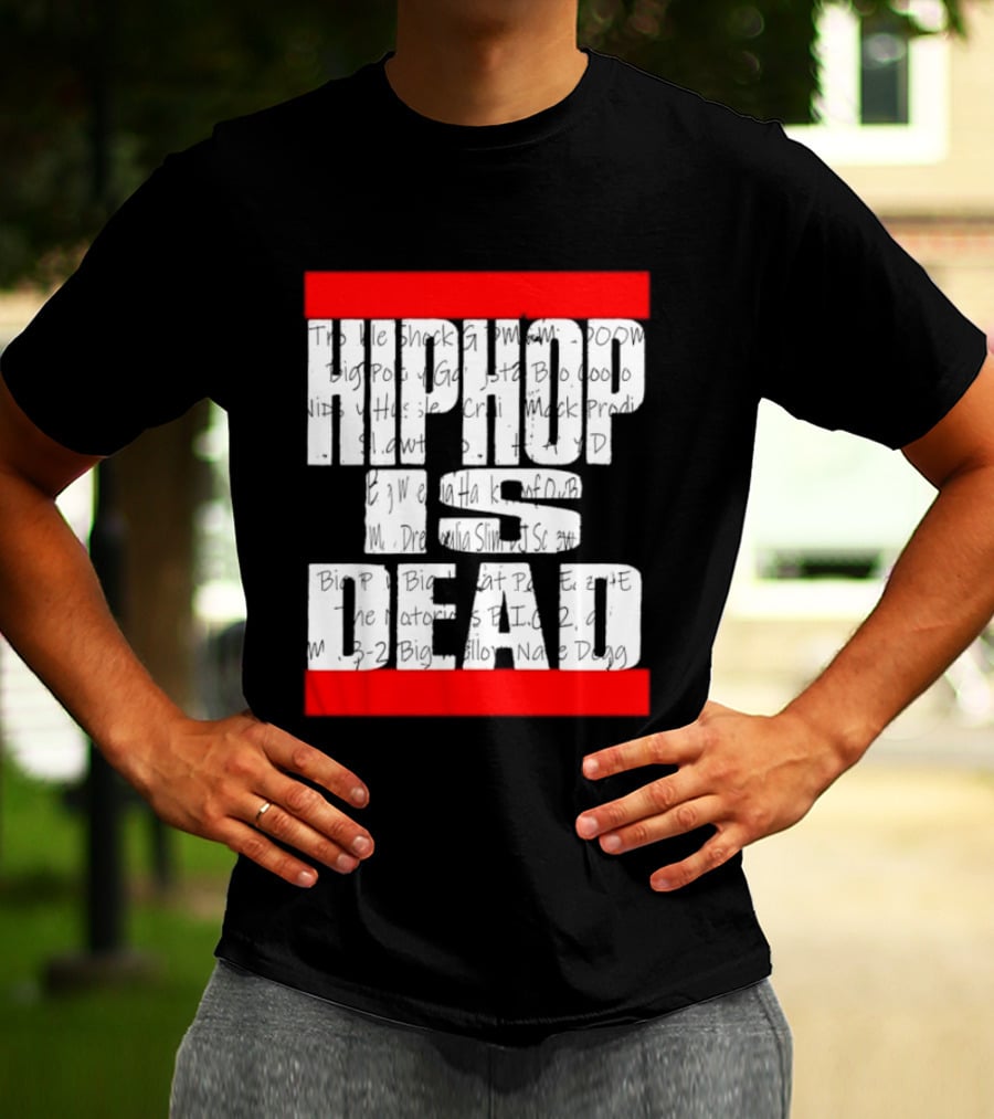 Hip Hop Is Dead White Text With Red Bars T-Shirt