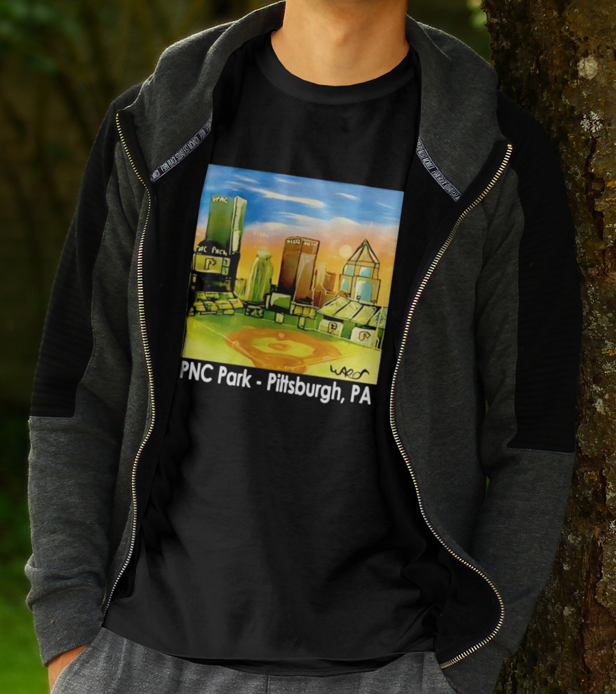 PNC Park Pittsburgh PA Baseball Skyline Art Print T-Shirt