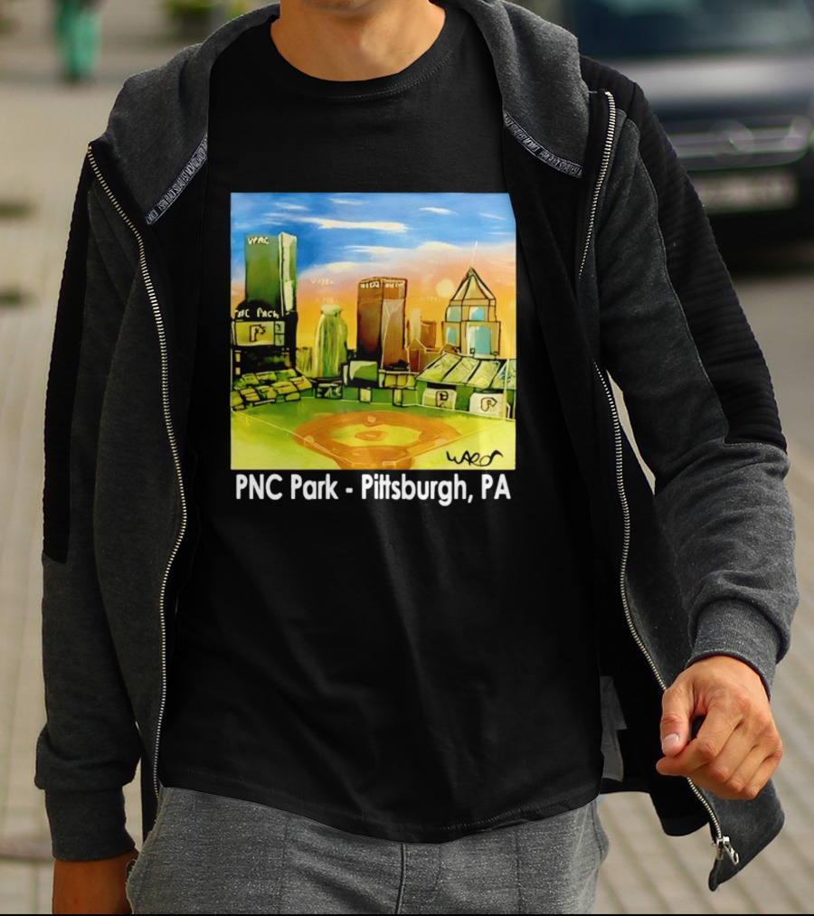 PNC Park Pittsburgh PA Baseball Skyline Art Print T-Shirt