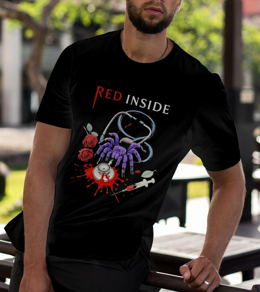 Red Inside Purple Tarantula Stethoscope Syringe Roses T-Shirt