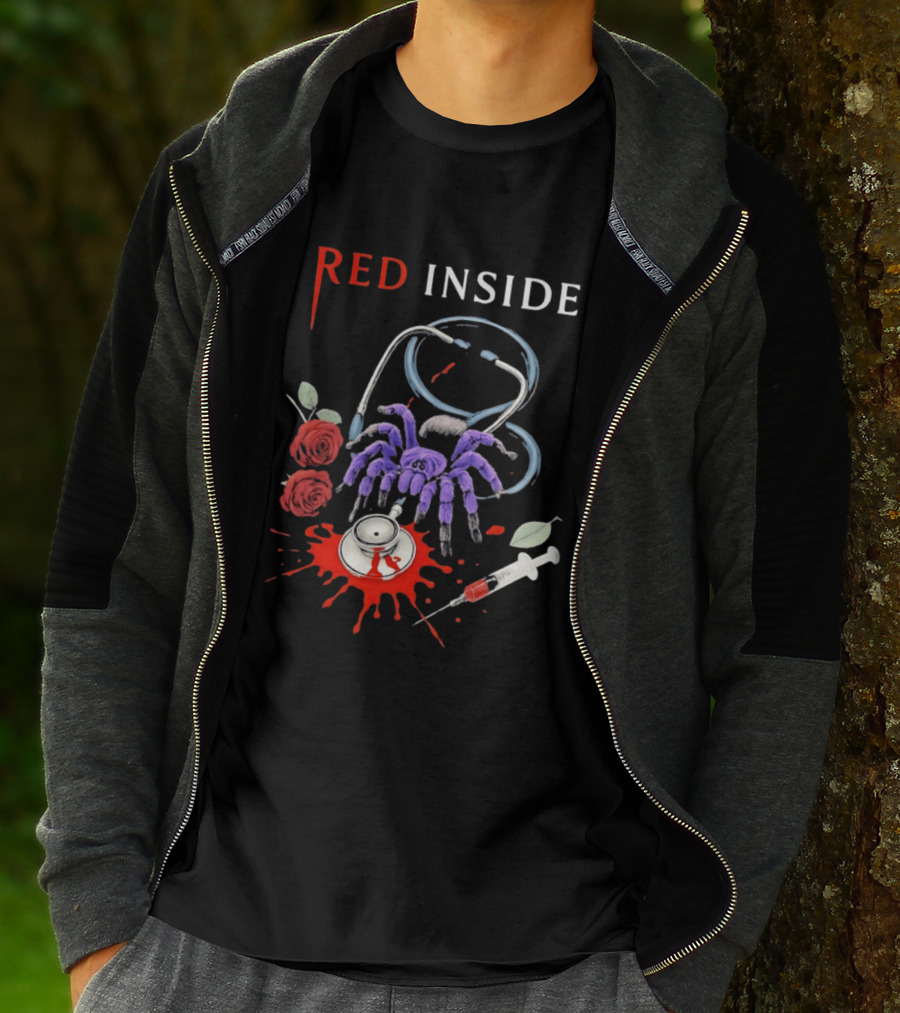 Red Inside Purple Tarantula Stethoscope Syringe Roses T-Shirt