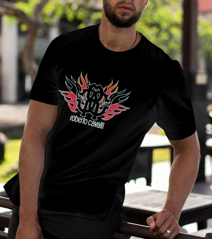 Roberto Cavalli Flaming Logo Fashion T-Shirt