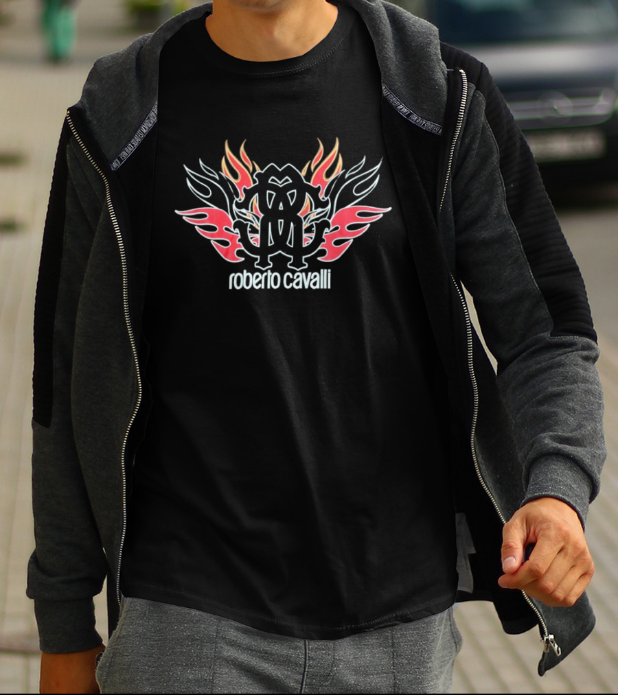 Roberto Cavalli Flaming Logo Fashion T-Shirt