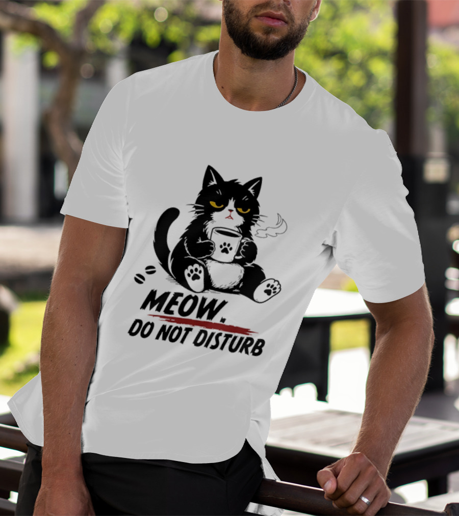 Meow Do Not Disturb Grumpy Cat Coffee Paw Stamp Vapor T-Shirt