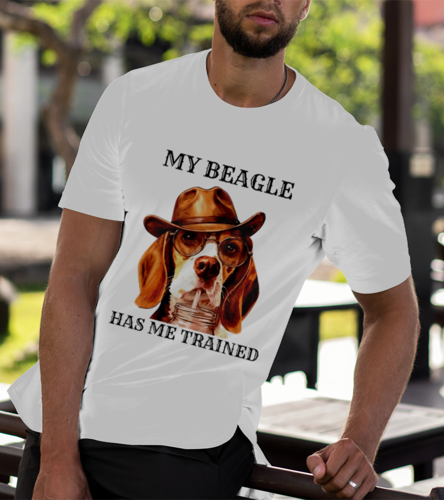 My Beagle Has Me Trained Cowboy Beagle With Hat And Glasses T-Shirt