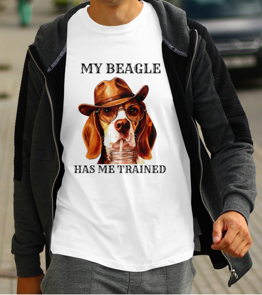 My Beagle Has Me Trained Cowboy Beagle With Hat And Glasses T-Shirt