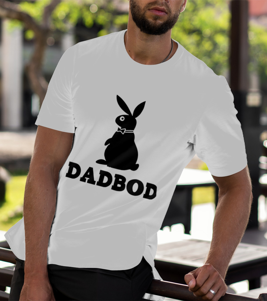 Dadbod Bunny Rabbit Dad Bod Fatherhood Humor Bow Tie T-Shirt