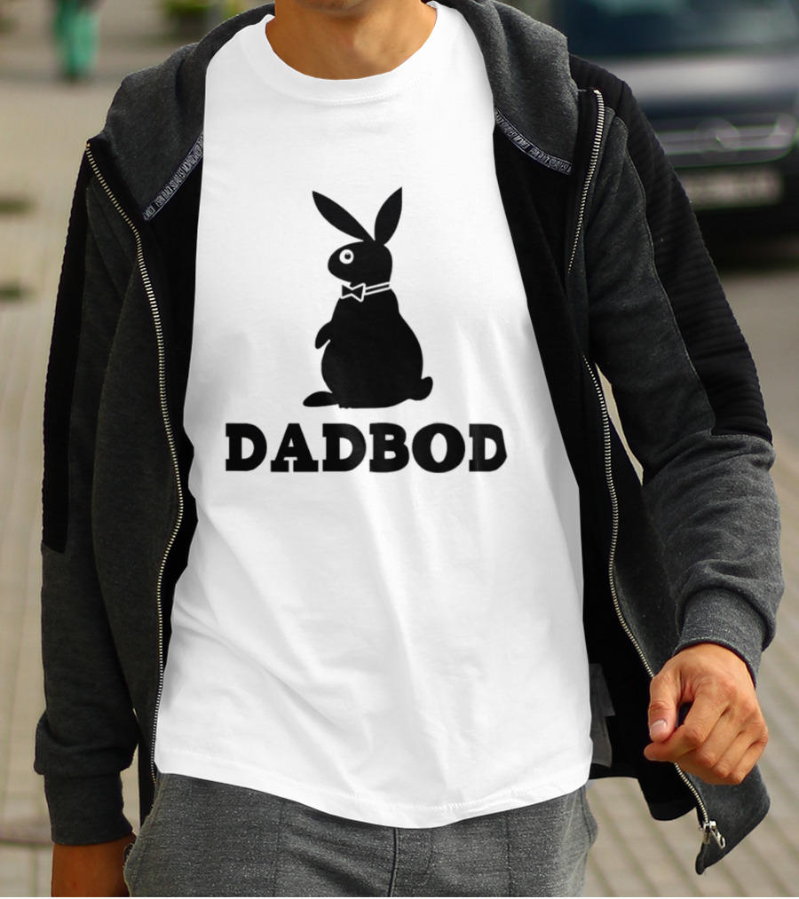 Dadbod Bunny Rabbit Dad Bod Fatherhood Humor Bow Tie T-Shirt