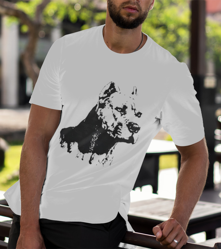 Distressed Pit Bull Dog Face Art For Dog Lovers T-Shirt