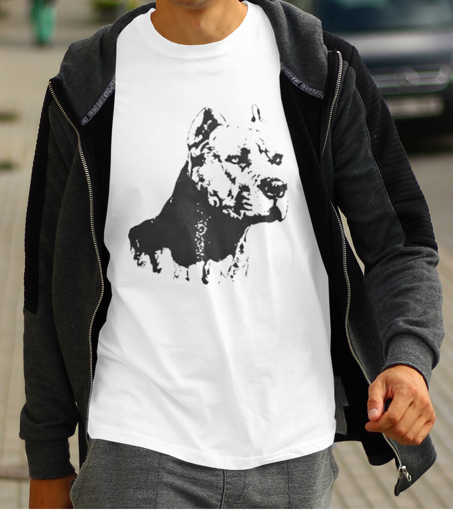 Distressed Pit Bull Dog Face Art For Dog Lovers T-Shirt