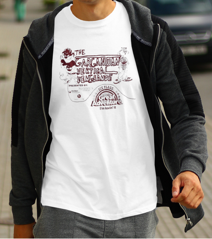The Gargantuan Vertical Vengeance Presented By Intamin Welcome To Six Flags Great Adventure T-Shirt