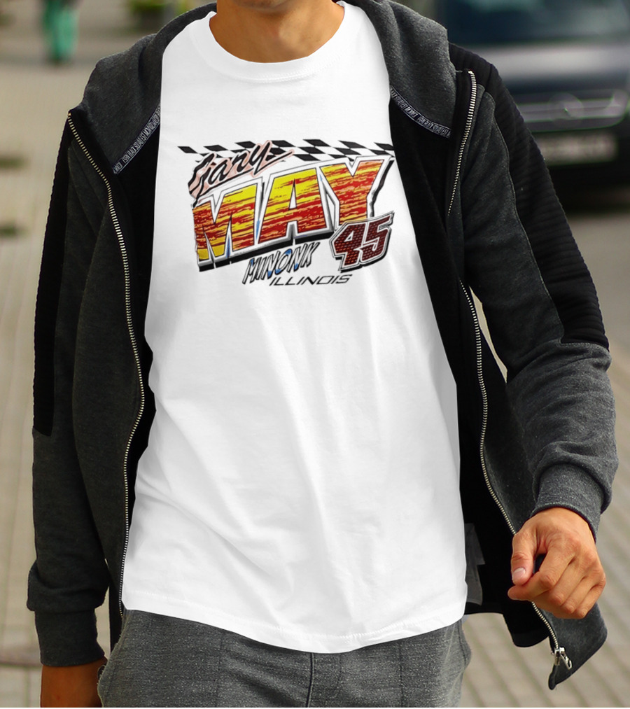 Gary May 45 Minonk Illinois Racing Motorsports Checkerboard T-Shirt