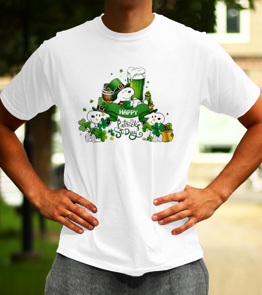 Snoopy St Patrick's Day Peanuts Shamrock Happy T-Shirt