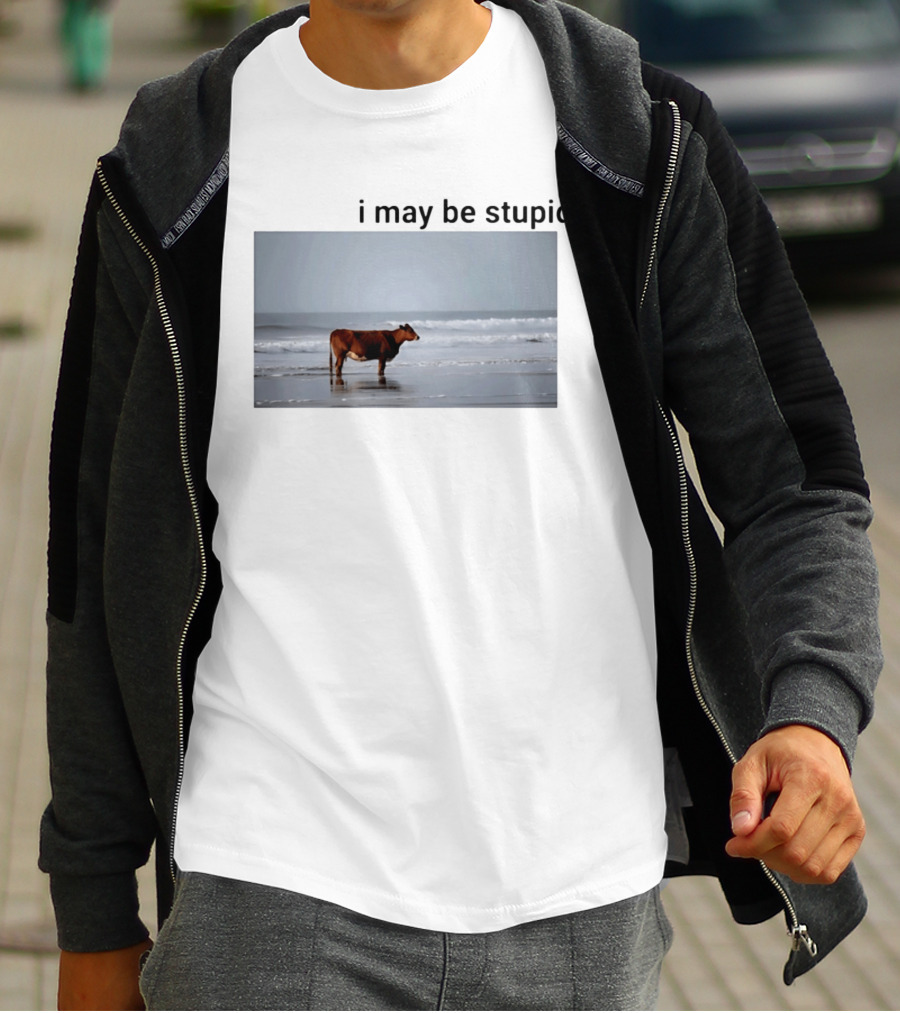 I May Be Stupid Cow At The Beach T-Shirt