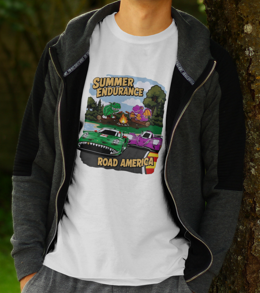 Summer Endurance Road America Racing With Dinosaurs And Dragons T-Shirt