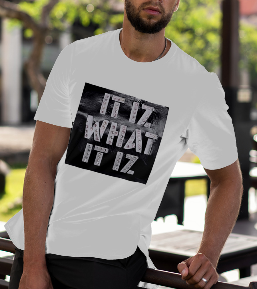 It Iz What It Iz Rhinestone Sparkly Slang Black T-Shirt