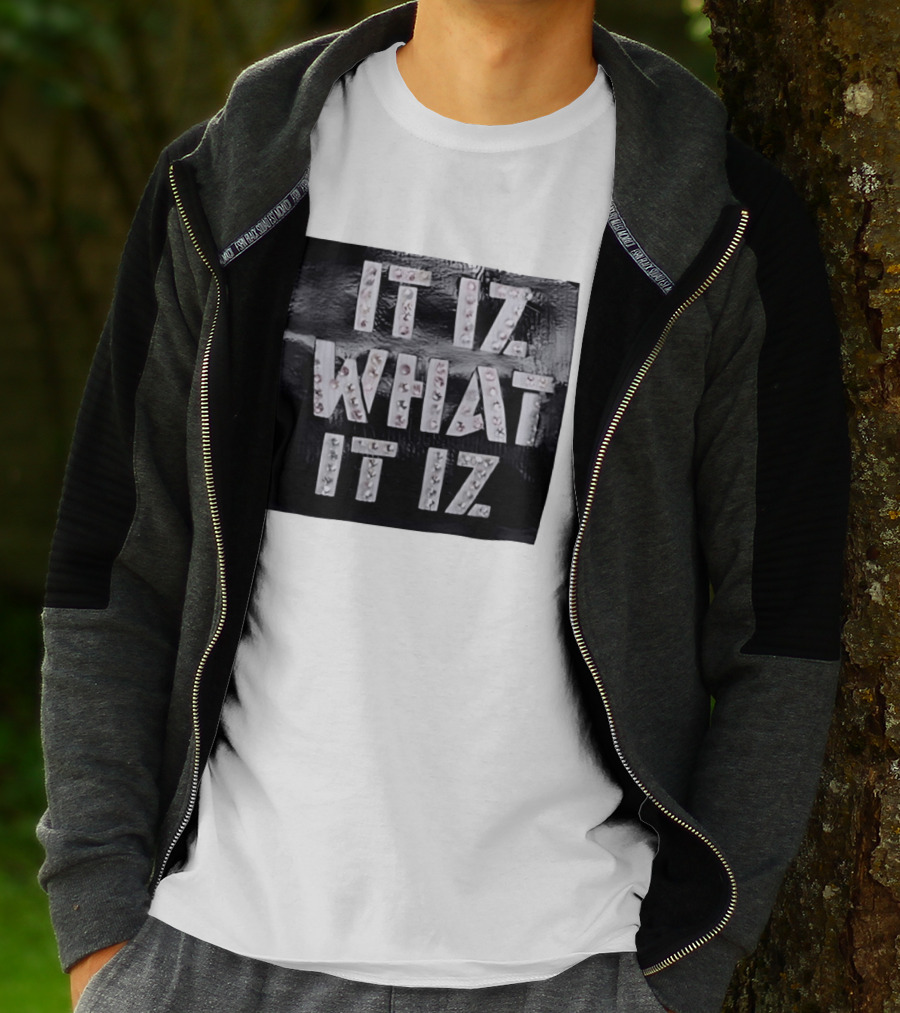 It Iz What It Iz Rhinestone Sparkly Slang Black T-Shirt