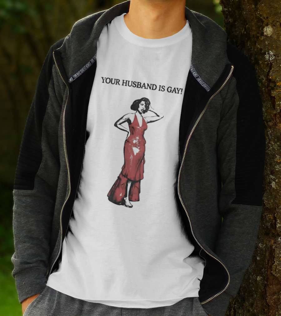 Your Husband Is Gay Woman In Red Dress T-Shirt