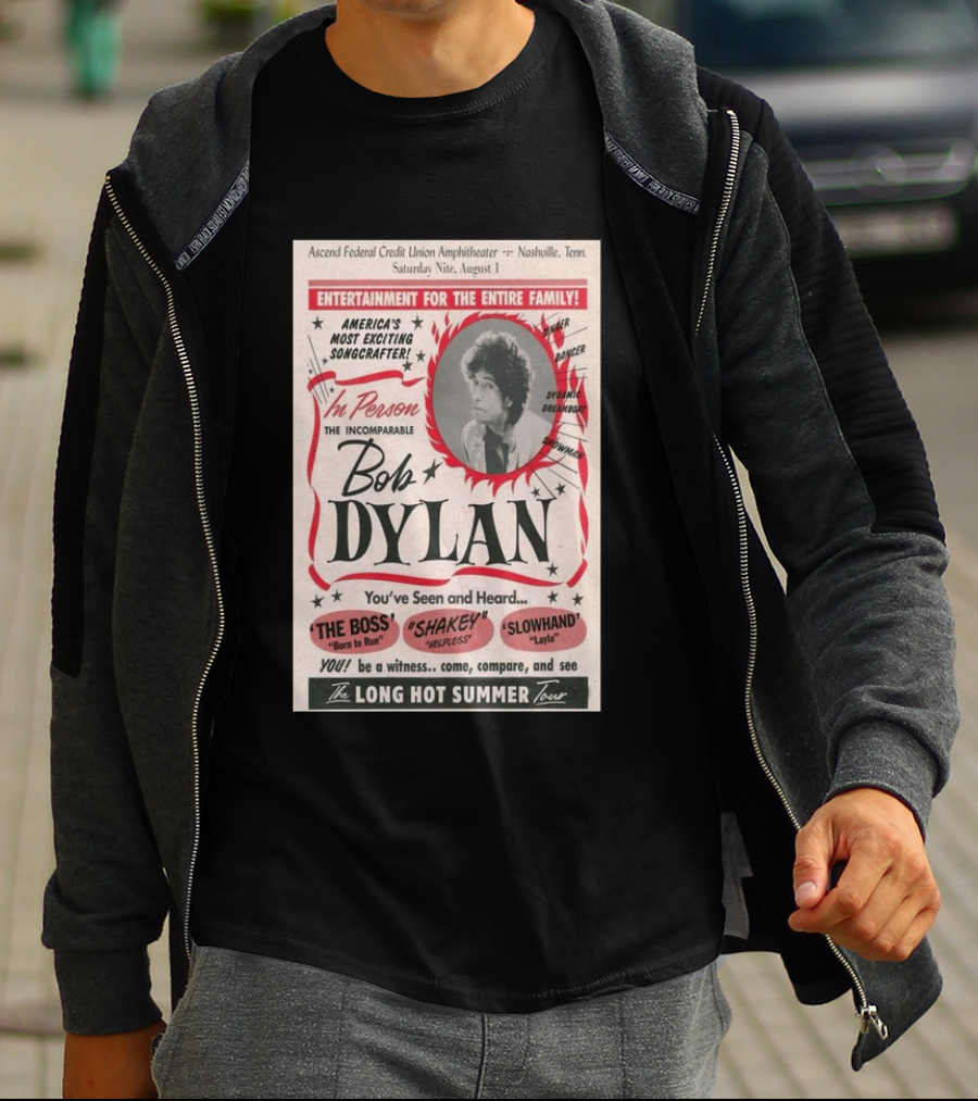 Ascend Amphitheater Nashville Bob Dylan Incomparable Songcrafter August 1 Performance T-Shirt
