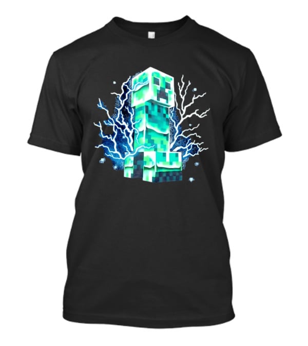 Charged Creeper Lightning Pixelated Monster Gaming Adventure T-Shirt