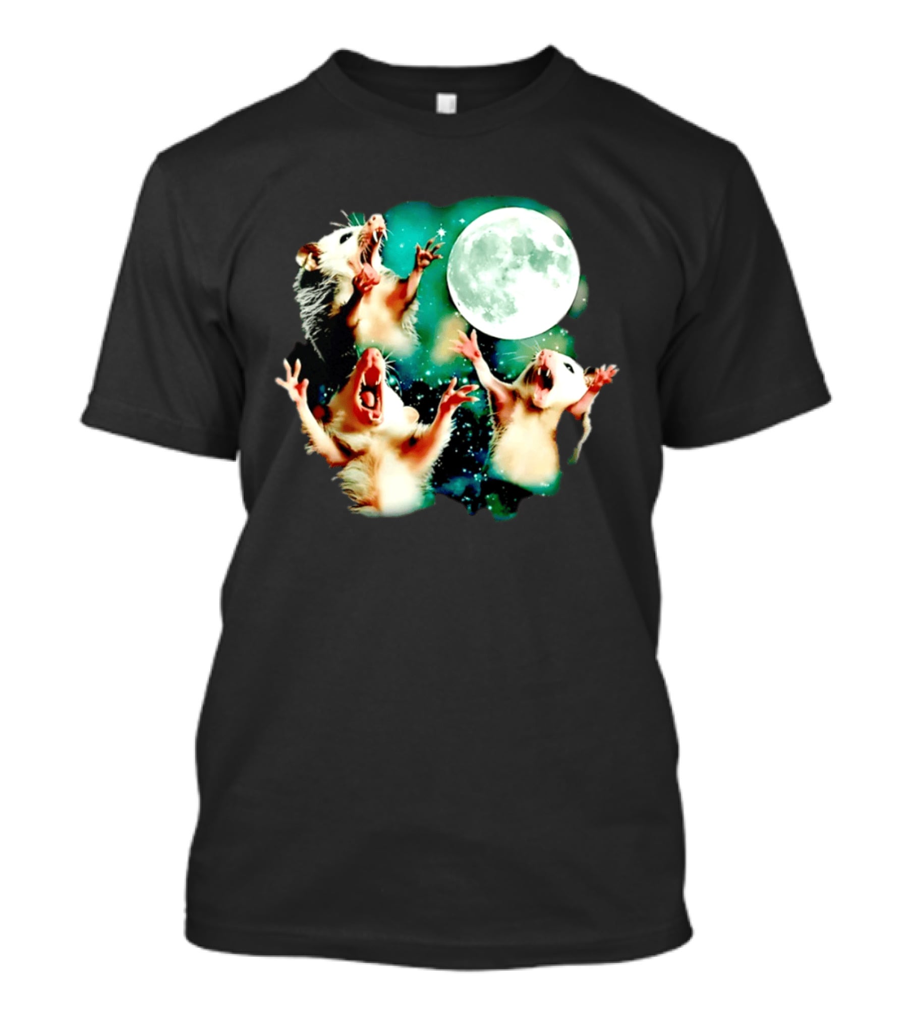 Screaming Opossums Howling At The Moon Opossum Moonlight Night Sky T-Shirt