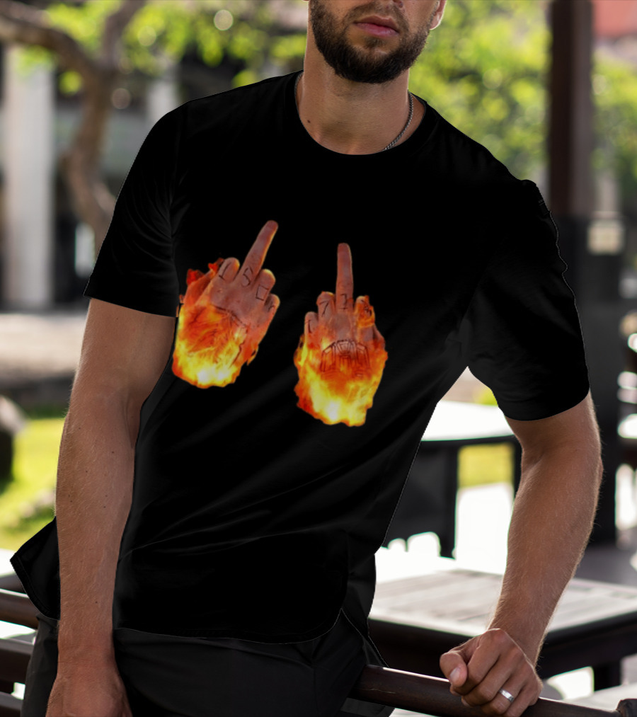 Sid The 3Rd Middle Fingers Flaming Gesture T-Shirt