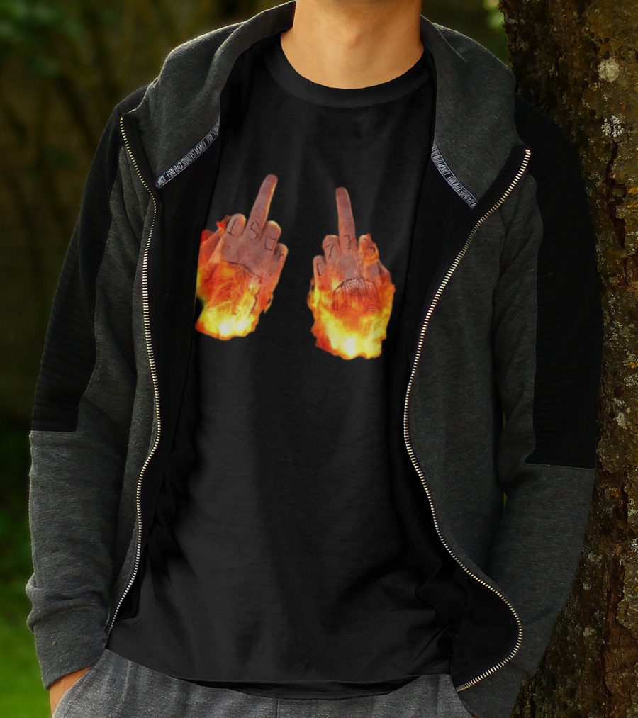 Sid The 3Rd Middle Fingers Flaming Gesture T-Shirt