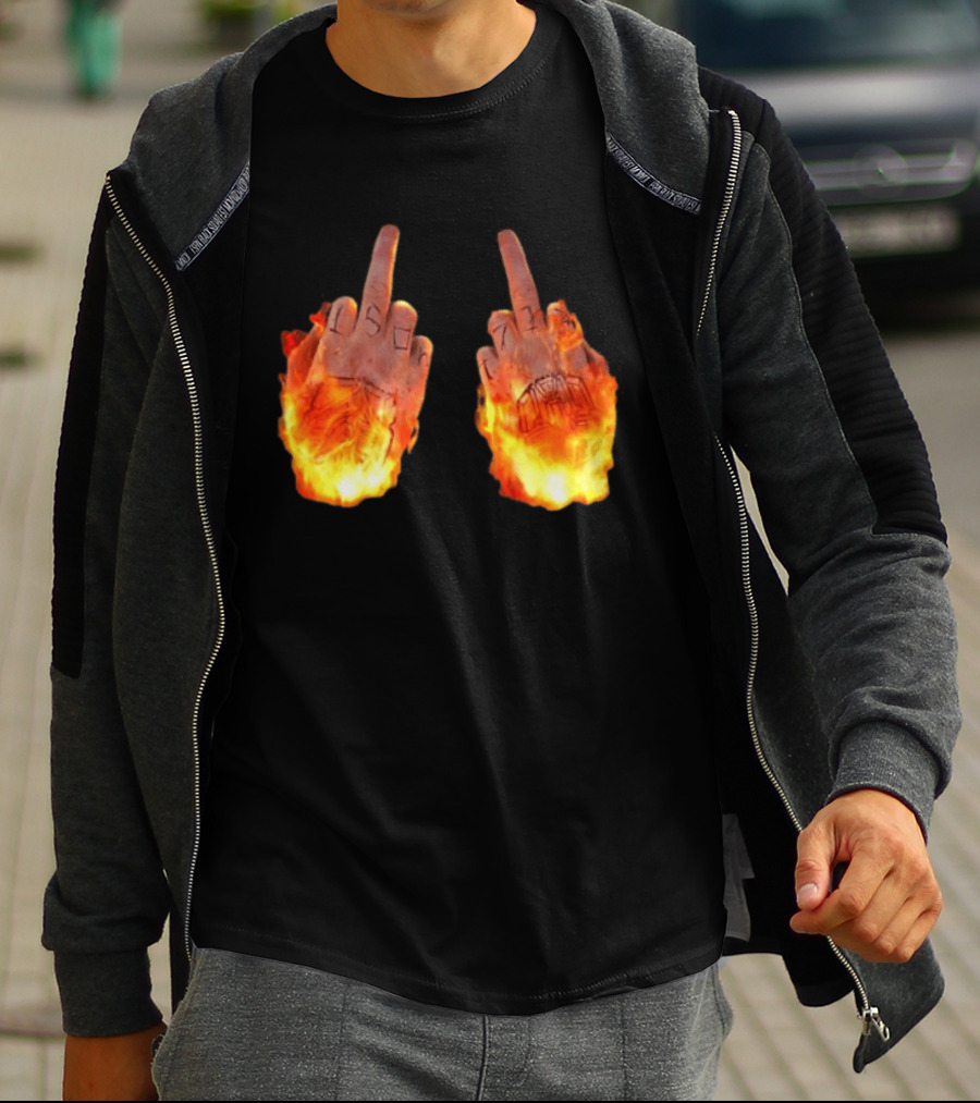 Sid The 3Rd Middle Fingers Flaming Gesture T-Shirt