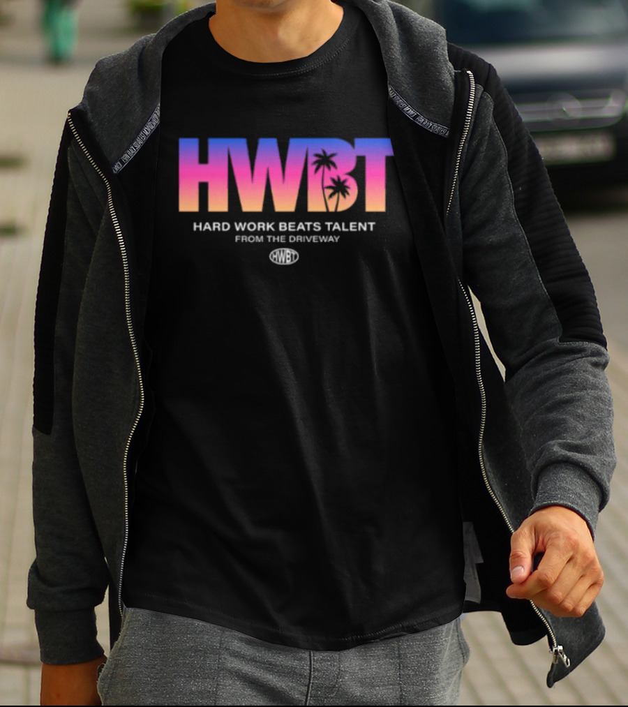 Hwbt Store Miami Sunset Hard Work Beats Talent Oversized T-Shirt