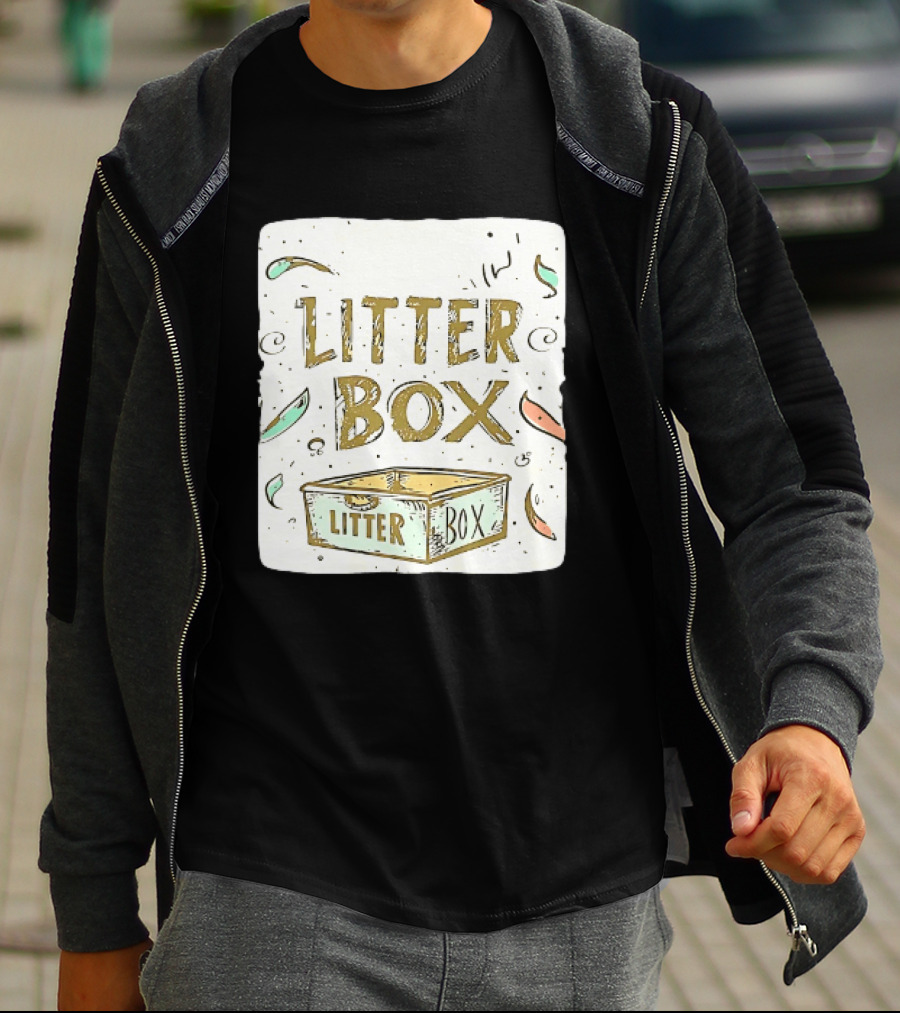 Litter Box Cat Pet Kitten Animal Fun Artwork With Litter Box T-Shirt