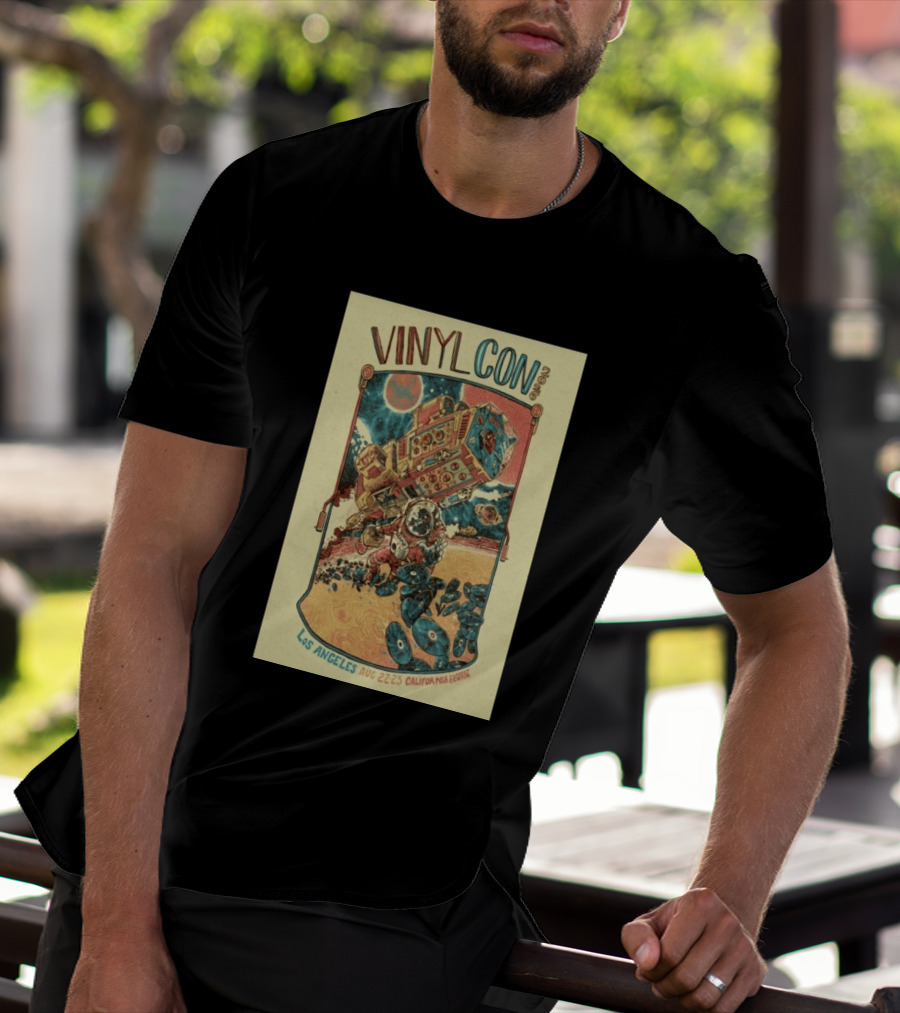 VinylCon Los Angeles August 22 23 2026 California Festival Space Astronaut Turntable T-Shirt