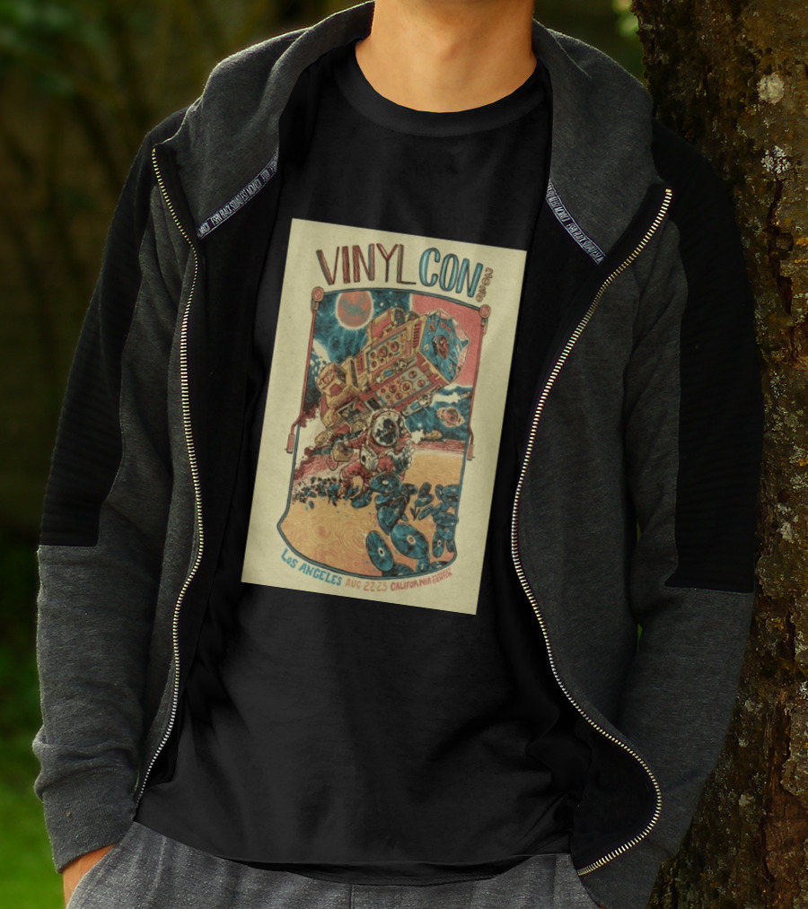 VinylCon Los Angeles August 22 23 2026 California Festival Space Astronaut Turntable T-Shirt
