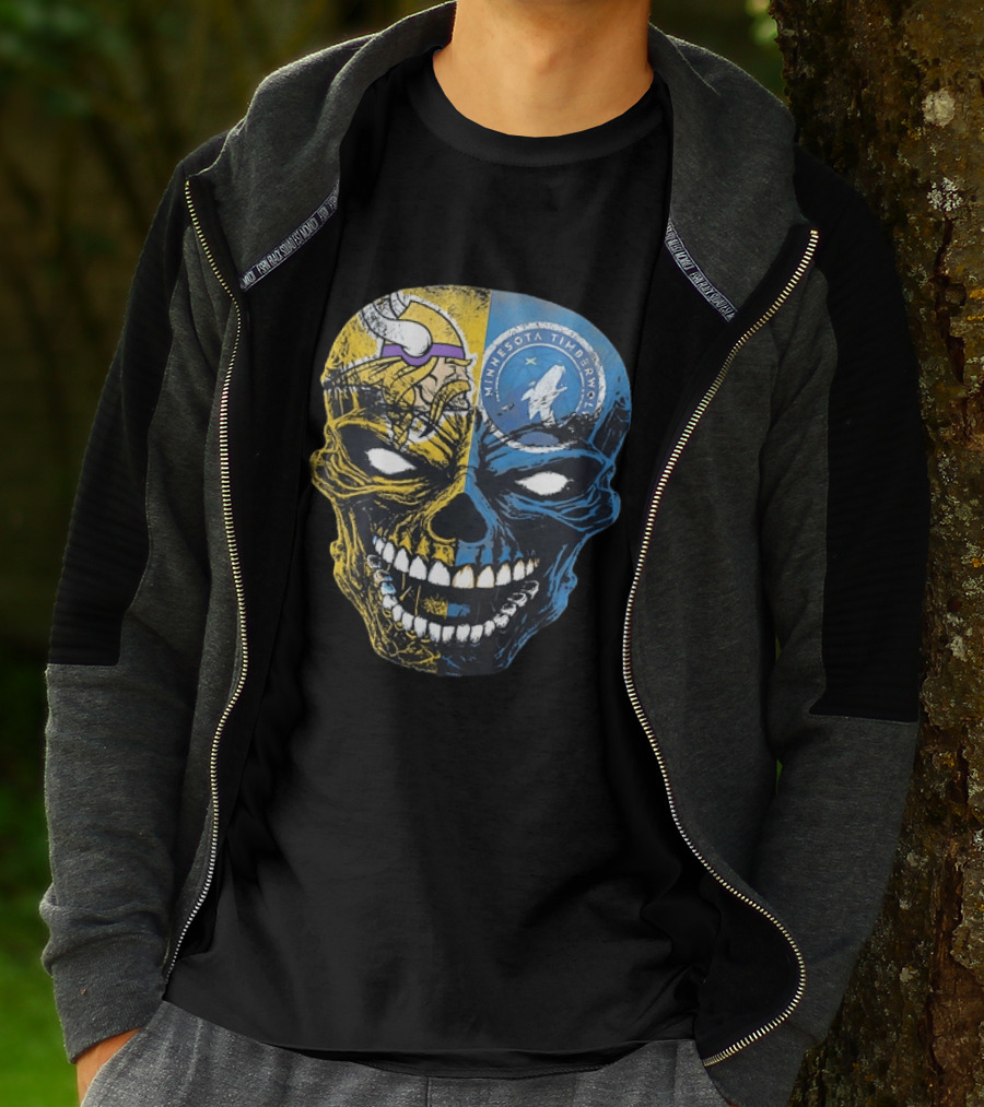 Minnesota Vikings Timberwolves Skull Mashup T-Shirt