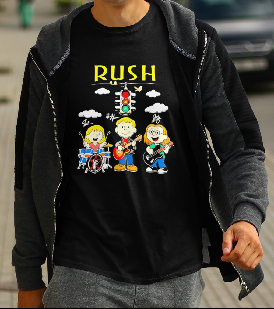 Rush Band Peanuts Parody Neil Peart Cartoon Traffic Light T-Shirt