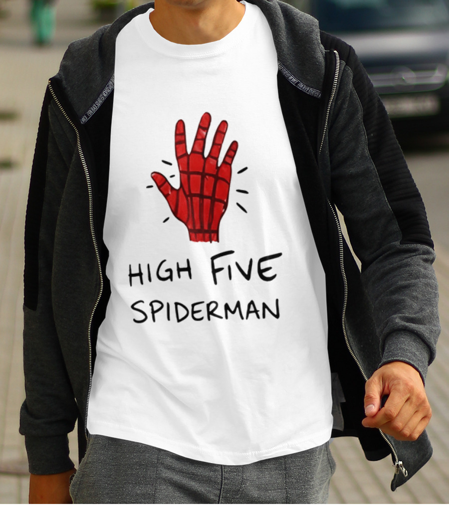 High Five Spiderman Marvel Superhero Comic Book T-Shirt