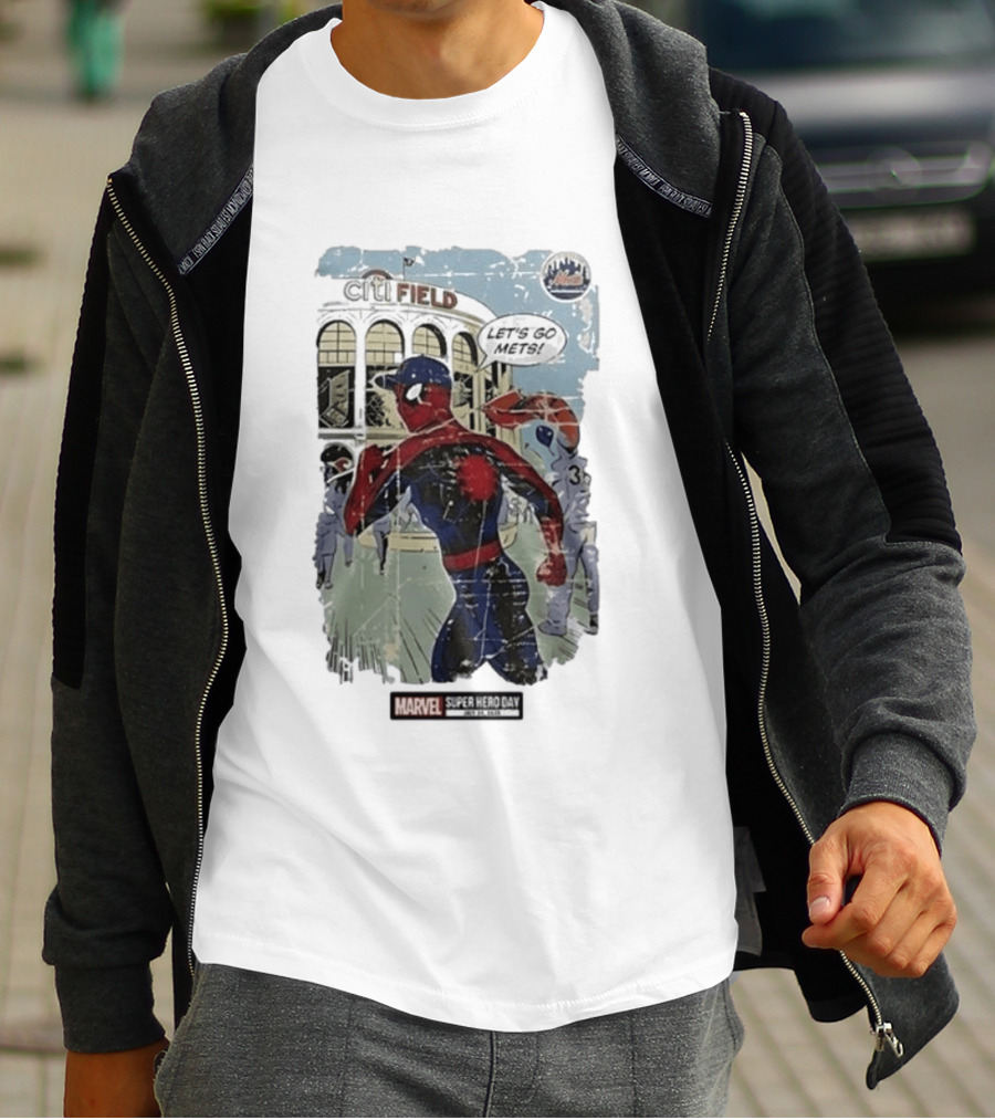 Citi Field Marvel Super Hero Day Spiderman Let's Go Mets 2026 T-Shirt