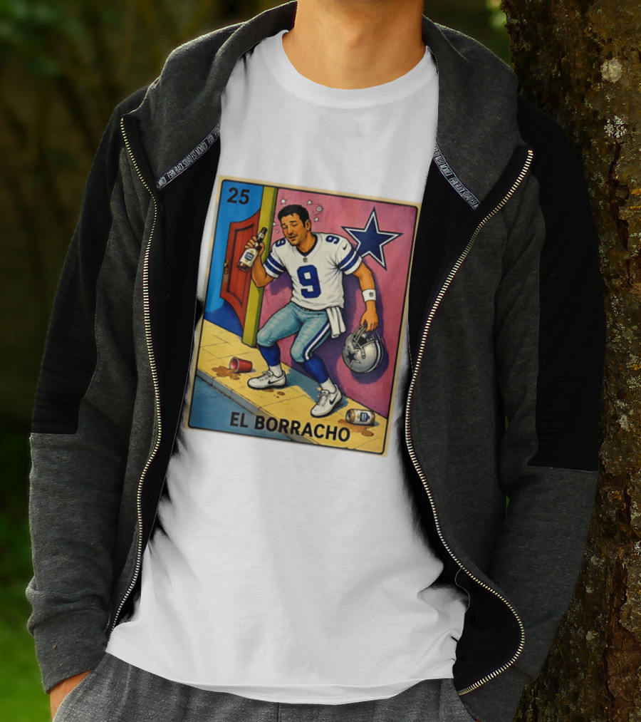 Tony Romo Dallas Cowboys El Borracho Loteria Card 25 T-Shirt