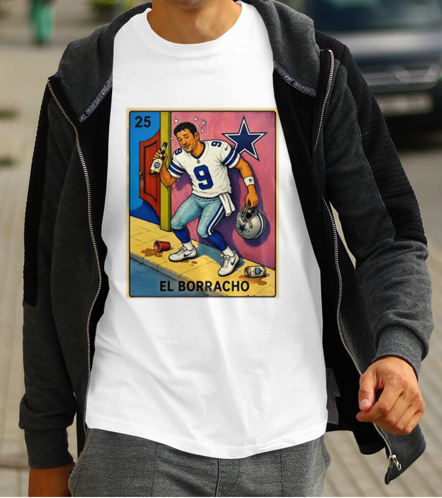 Tony Romo Dallas Cowboys El Borracho Loteria Card 25 T-Shirt