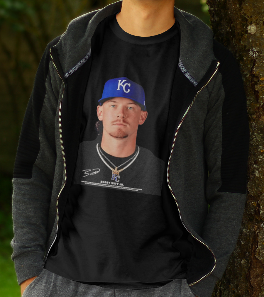 Bobby Witt Jr Kansas City Royals MLB Player Portrait Featuring KC Cap And Signature T-Shirt