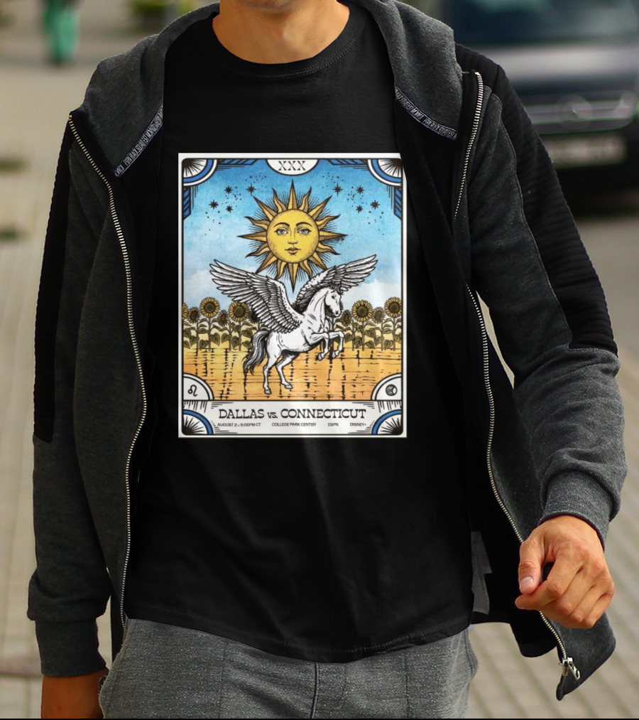 Dallas Vs Connecticut August 2 6pm CT College Park Center ESPN Disney Sunflower Pegasus Sun T-Shirt