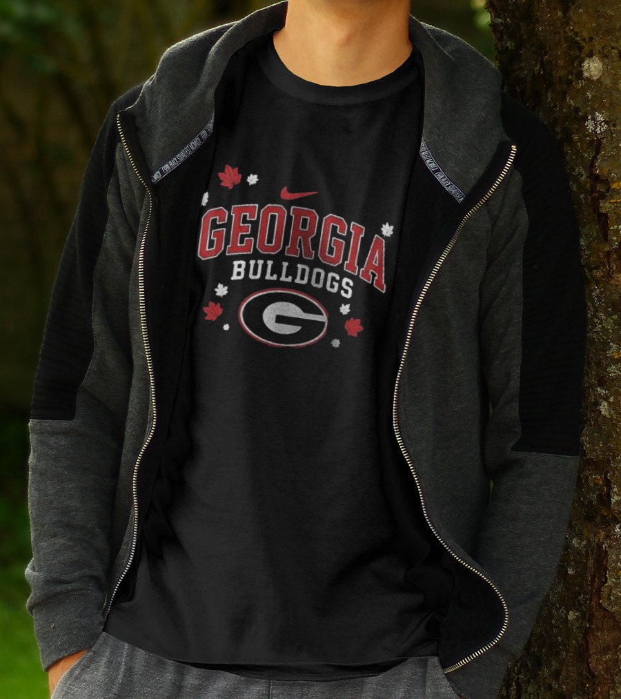 Georgia Bulldogs It's The Most Wonderful Time Of The Year Nike Logo Leafs G T-Shirt