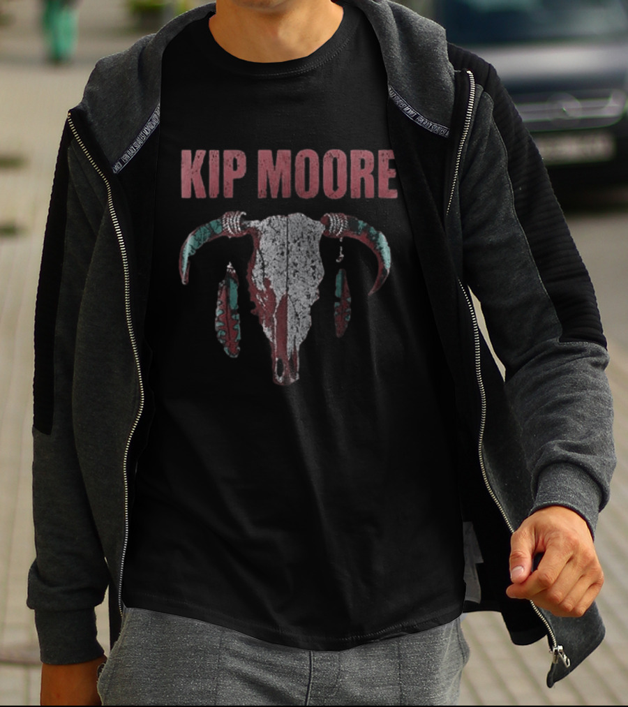 Kip Moore Rustic Bull Skull Tour Merch T-Shirt