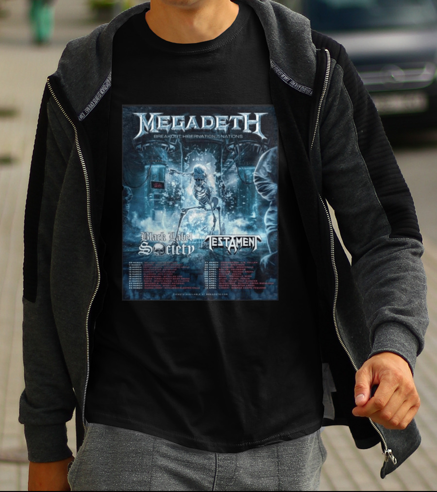 Megadeth Breakout Hibernation Nations Tour Black Label Society Testament T-Shirt