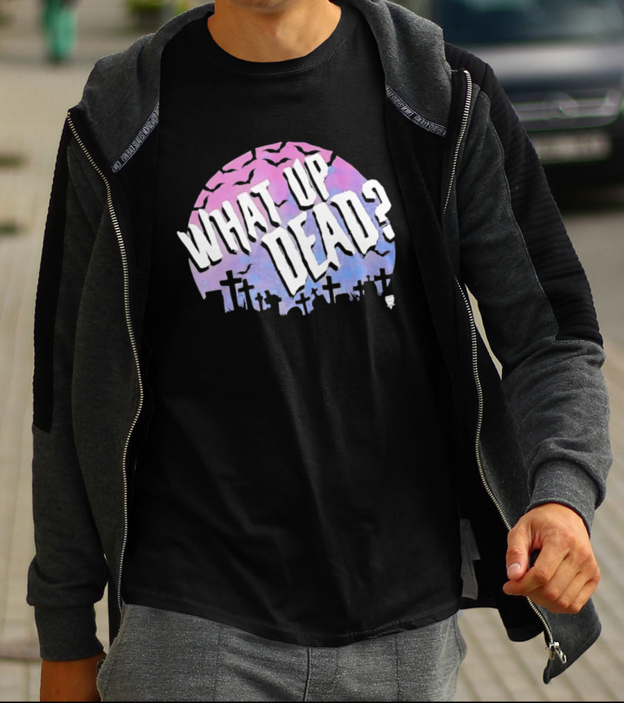 What Up Dead Graveyard Moon Bats Spooky T-Shirt