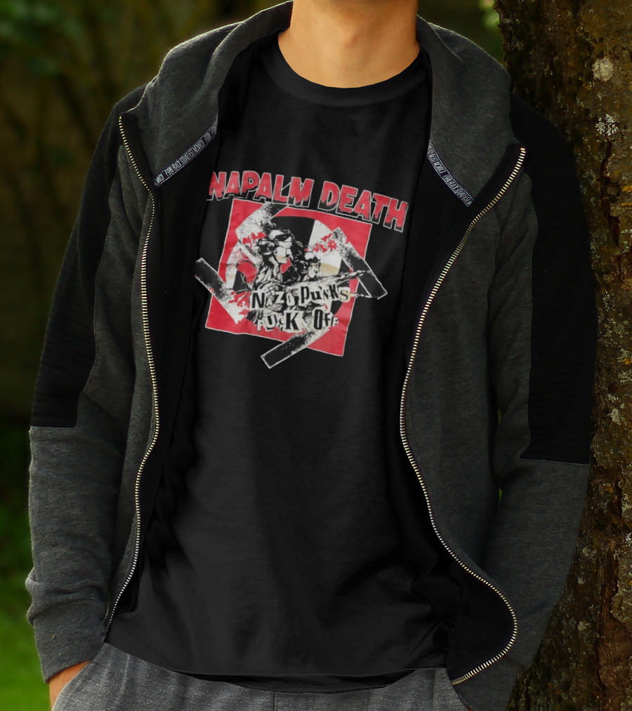 Napalm Death Nazi Punks Fuck Off Graphic Grindcore Band Merchandise T-Shirt