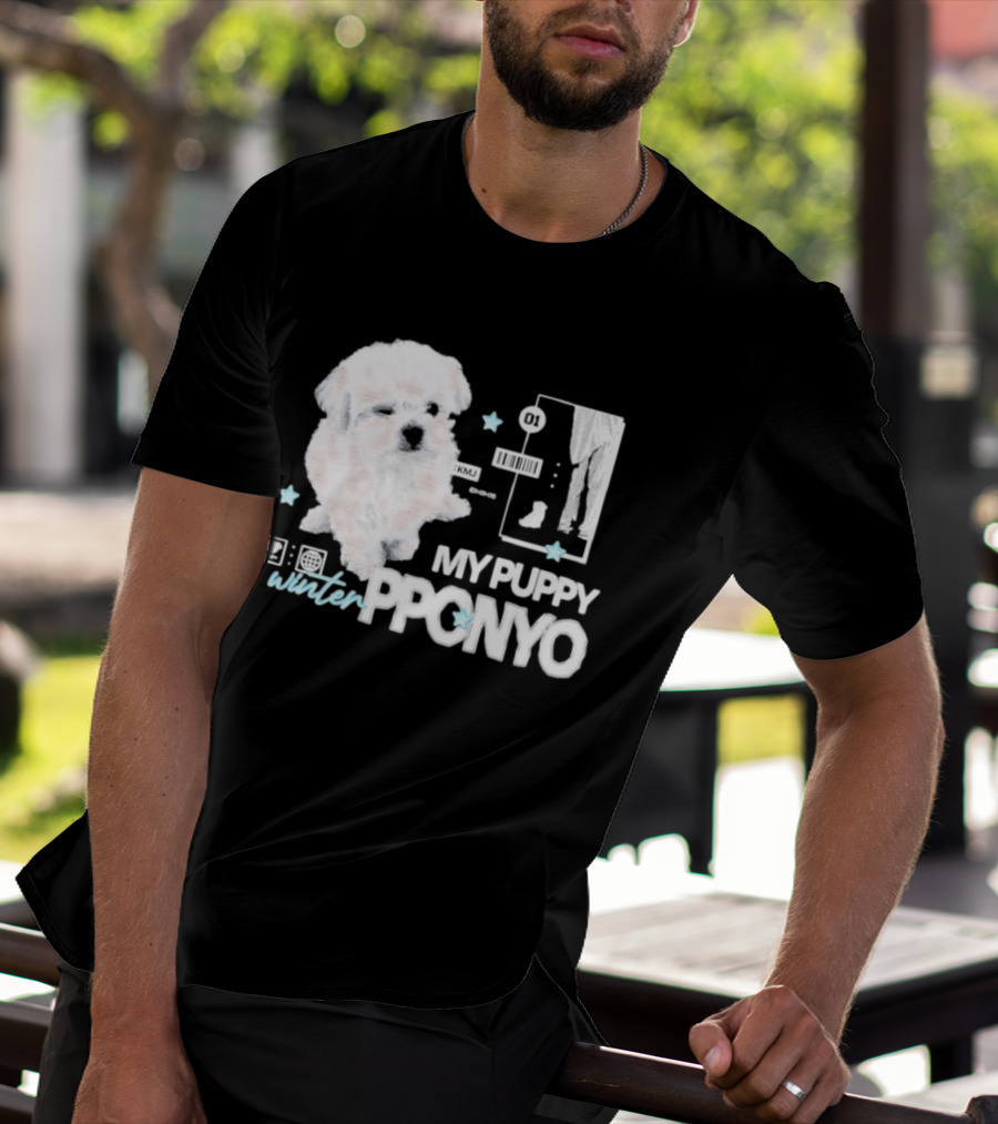 Winter Aespa My Puppy Pponyo KMJ Cute Dog T-Shirt